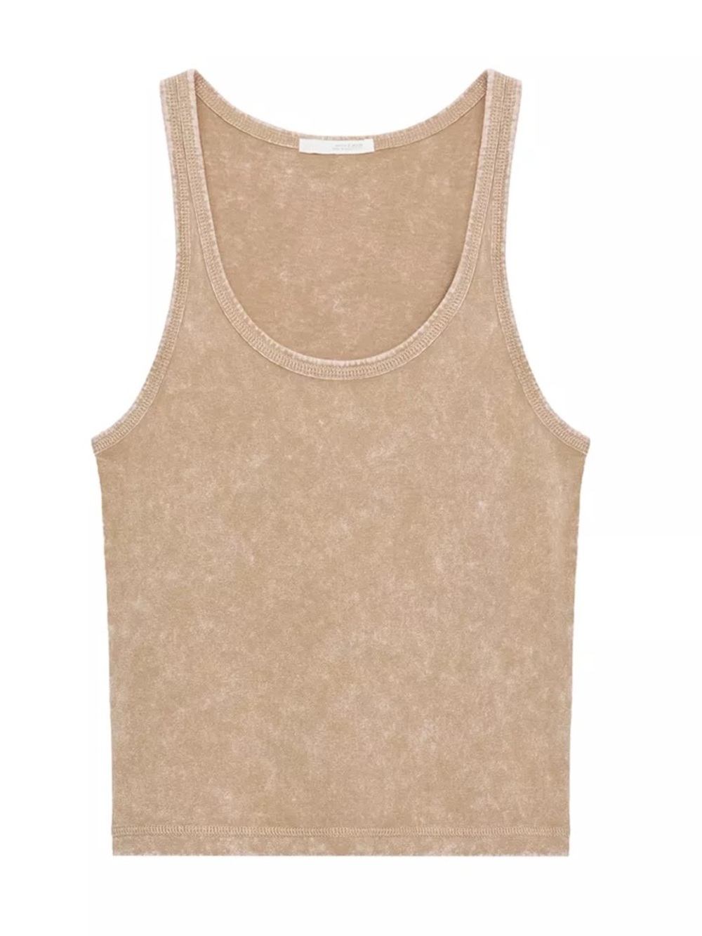 New ZARA Rustic Sleeveless T-Shirt Women’s Small Sand/Brown
